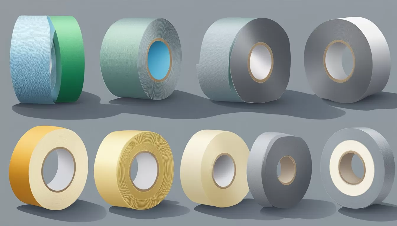 A large jumbo roll of cloth tape unraveled on a clean, flat surface A large jumbo roll of cloth tape unraveled on a clean, flat surface