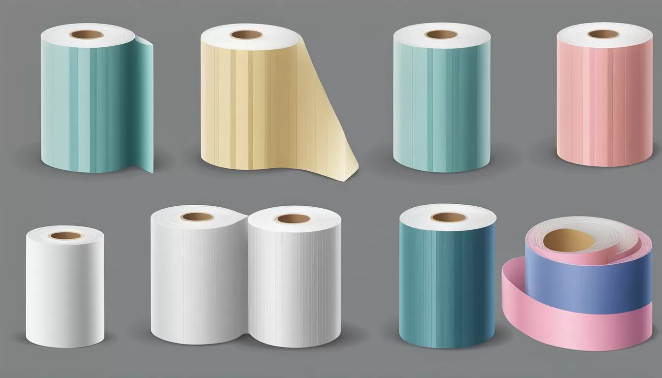 A roll of crepe paper pretaped covering masking film unrolled on a clean surface, ready for use