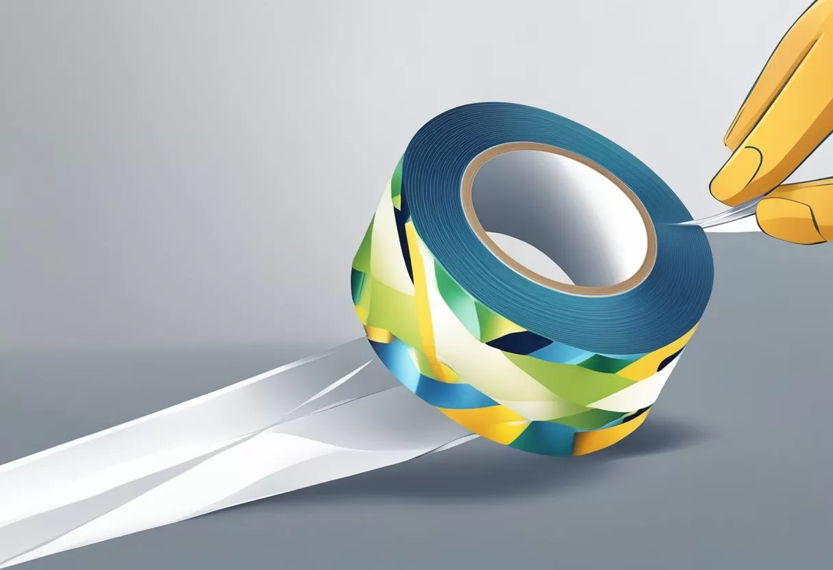 Tape being peeled off a surface, revealing clean edges