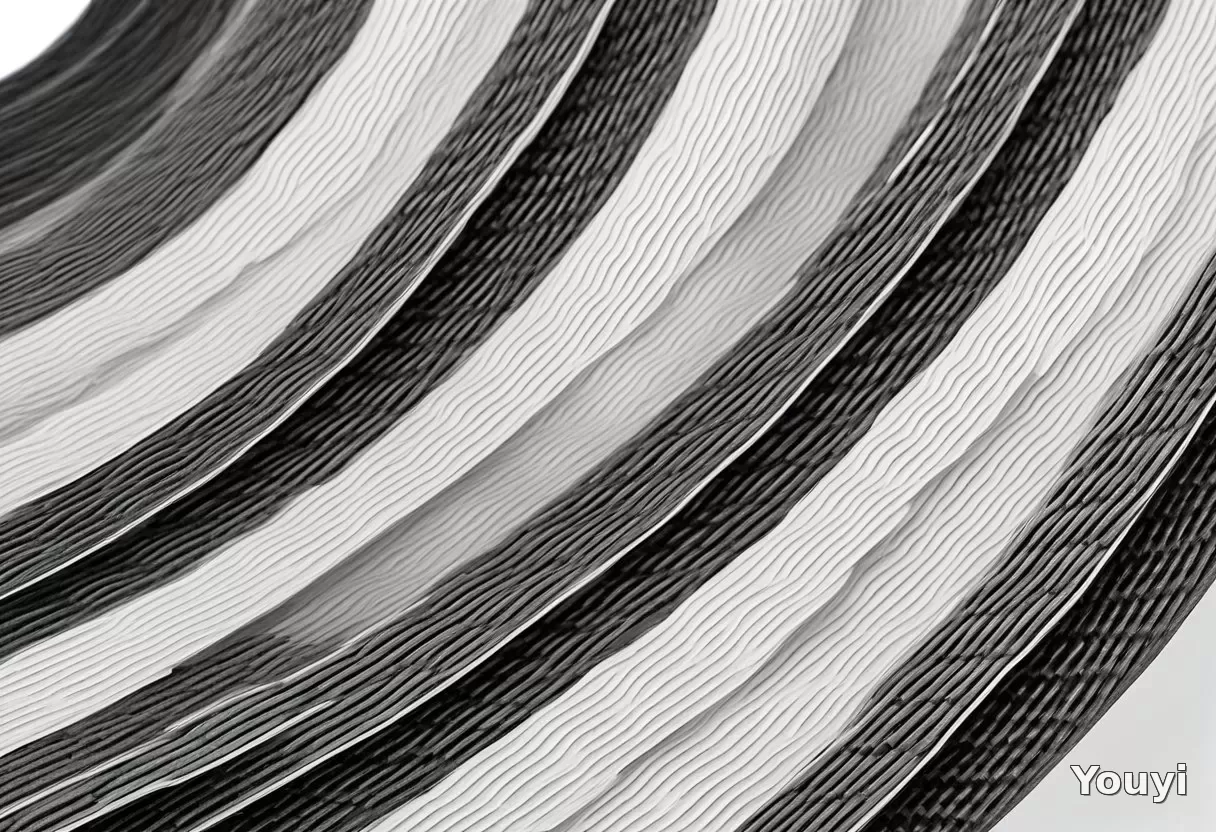 A roll of mono weave fiberglass tape unravels against a white background, showcasing its texture and pattern A roll of mono weave fiberglass tape unravels against a white background, showcasing its texture and pattern